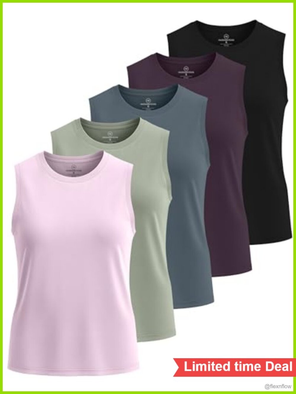 5 Pack Women's Dry Fit Sleeveless Racerback Tank Tops Athletic Gym Shirts